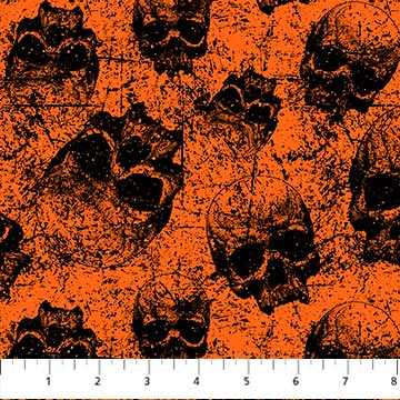 Frightful - Orange Scattered Skulls