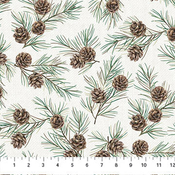 White Linen Christmas - Off White Pine Cones