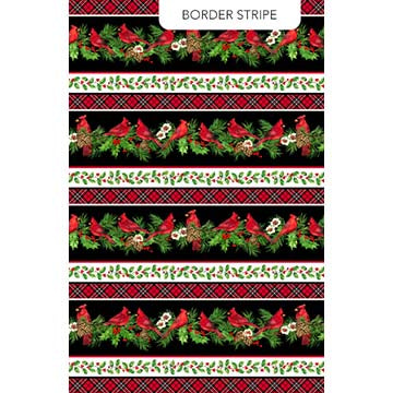 Cardinal Christmas - Black Multi Border Stripe