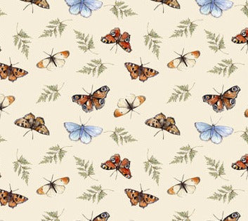 Heavenly Hedgerow - Cream Multi Butterfly