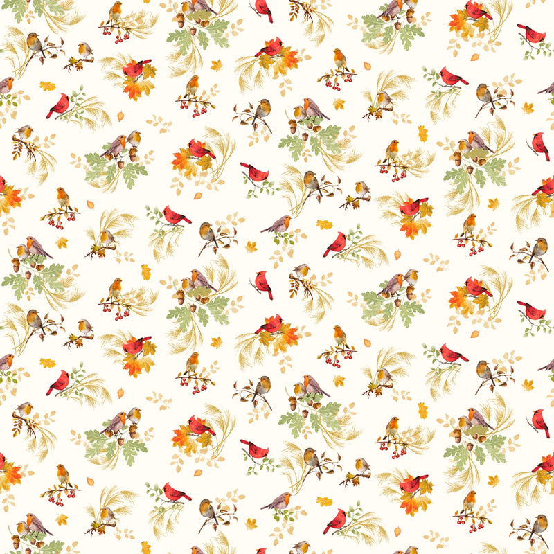 Gather With A Grateful Heart - Cream Cardinal On Branches