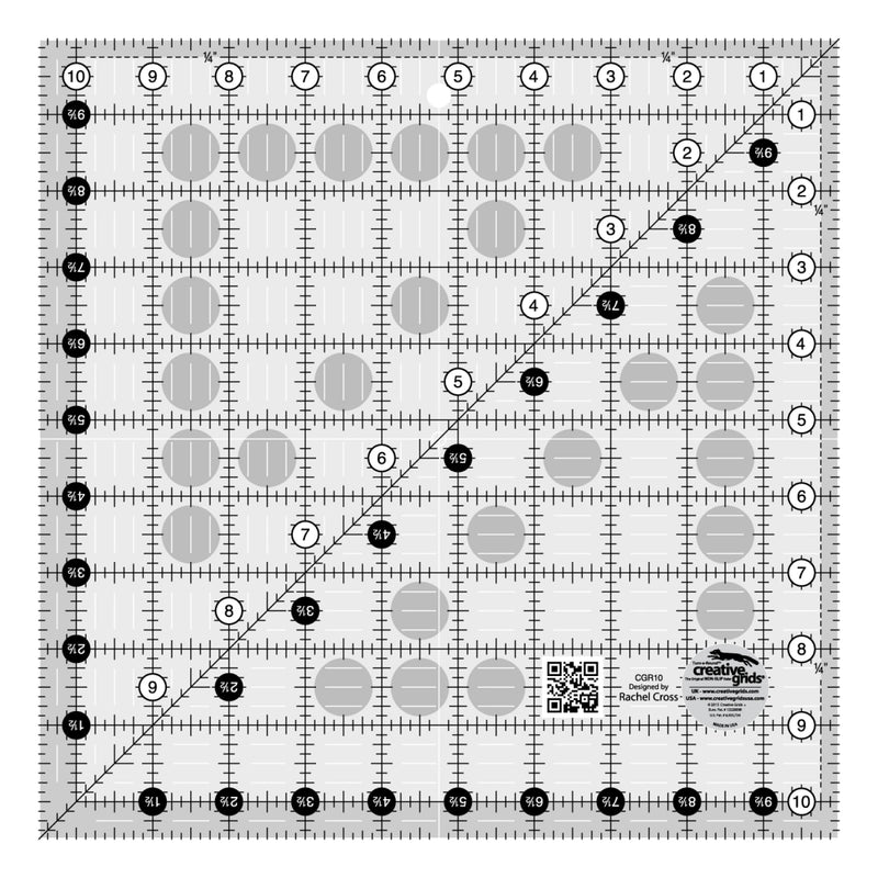 Creative Grids Quilt Ruler 10-1/2in x 10-1/2in Square