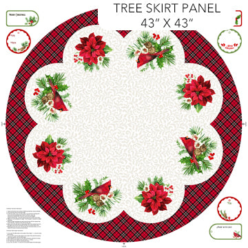 Cardinal Christmas - White Multi Tree Skirt Panel