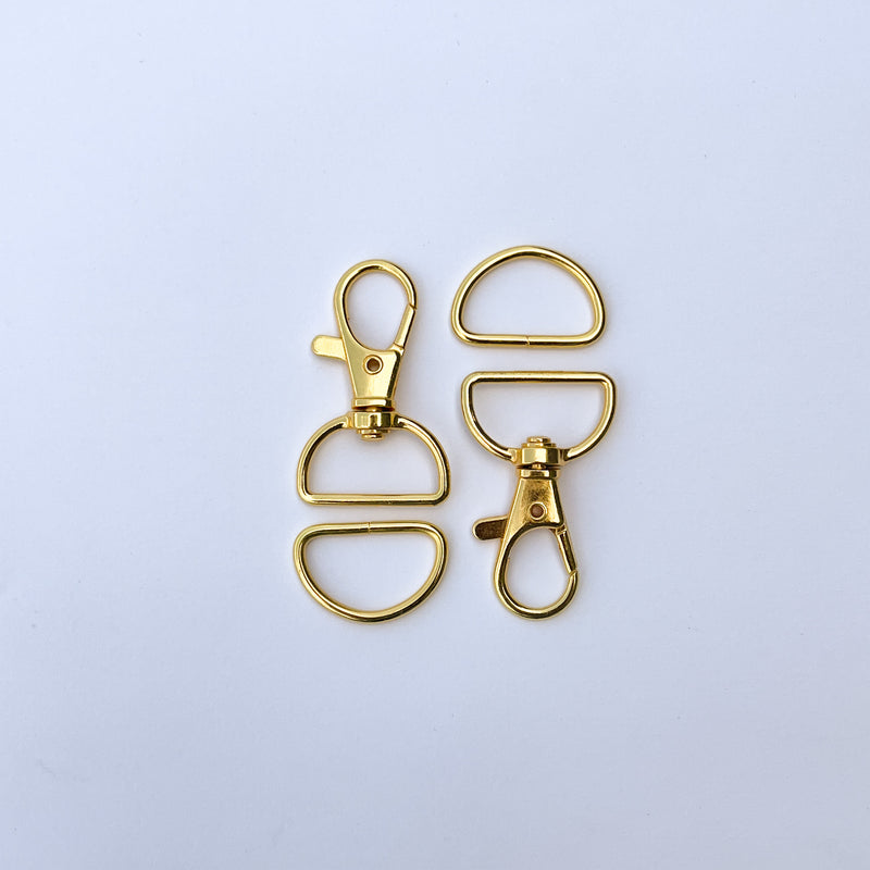 2 - 3/4 inch Swivel hook and D-Ring Gold