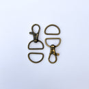 2 - 3/4 inch Swivel hook and D-Ring Antique Brass