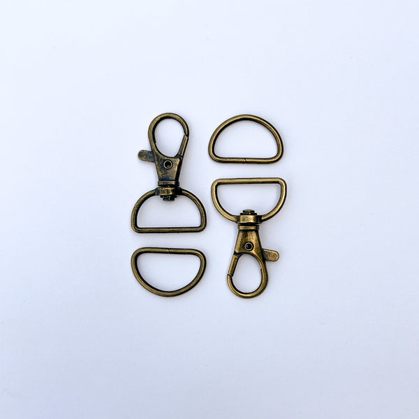 2 - 3/4 inch Swivel hook and D-Ring Antique Brass