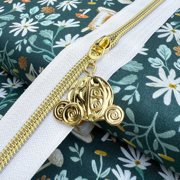 Gold Fairytale Carriage Pulls for #5 Zipper Tape - Package of 5