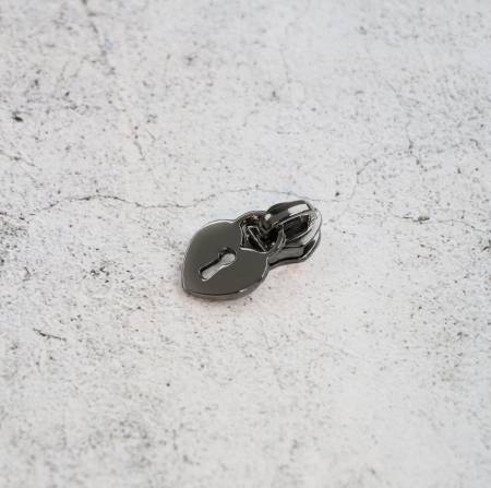Four - Heart Padlock Zipper Pulls Size 5 Gunmetal
