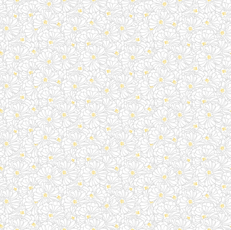 Windsong - White Grey Floral Outline