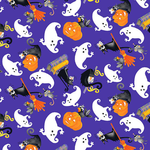 Boo! - Tossed Cats and Ghosts Purple
