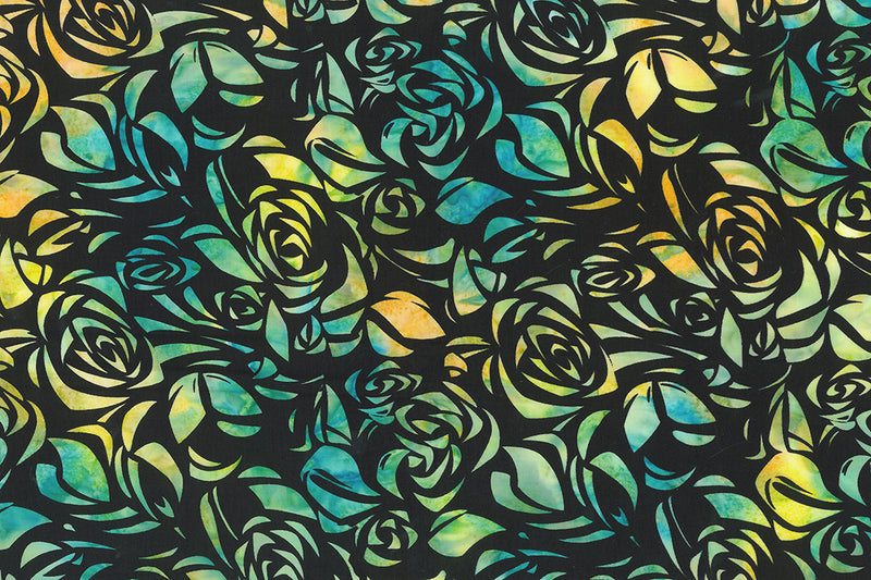 Cubism - Golden Teal Roses