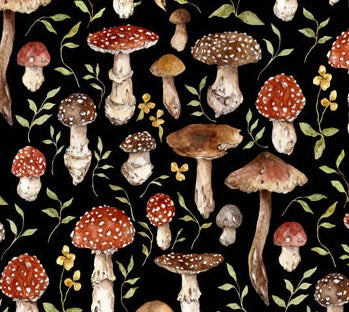 Heavenly Hedgerow - Black Multi Mushrooms