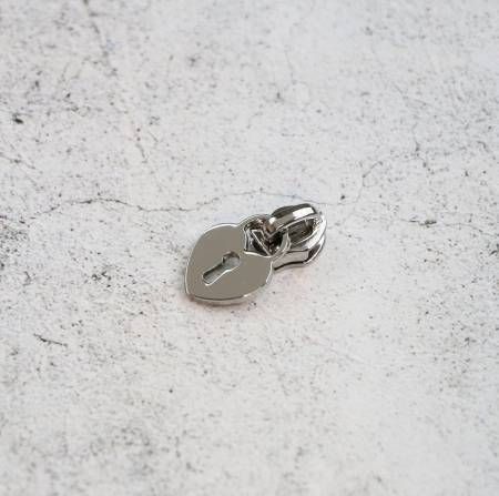Four - Heart Padlock Zipper Pulls Size 5 Silver
